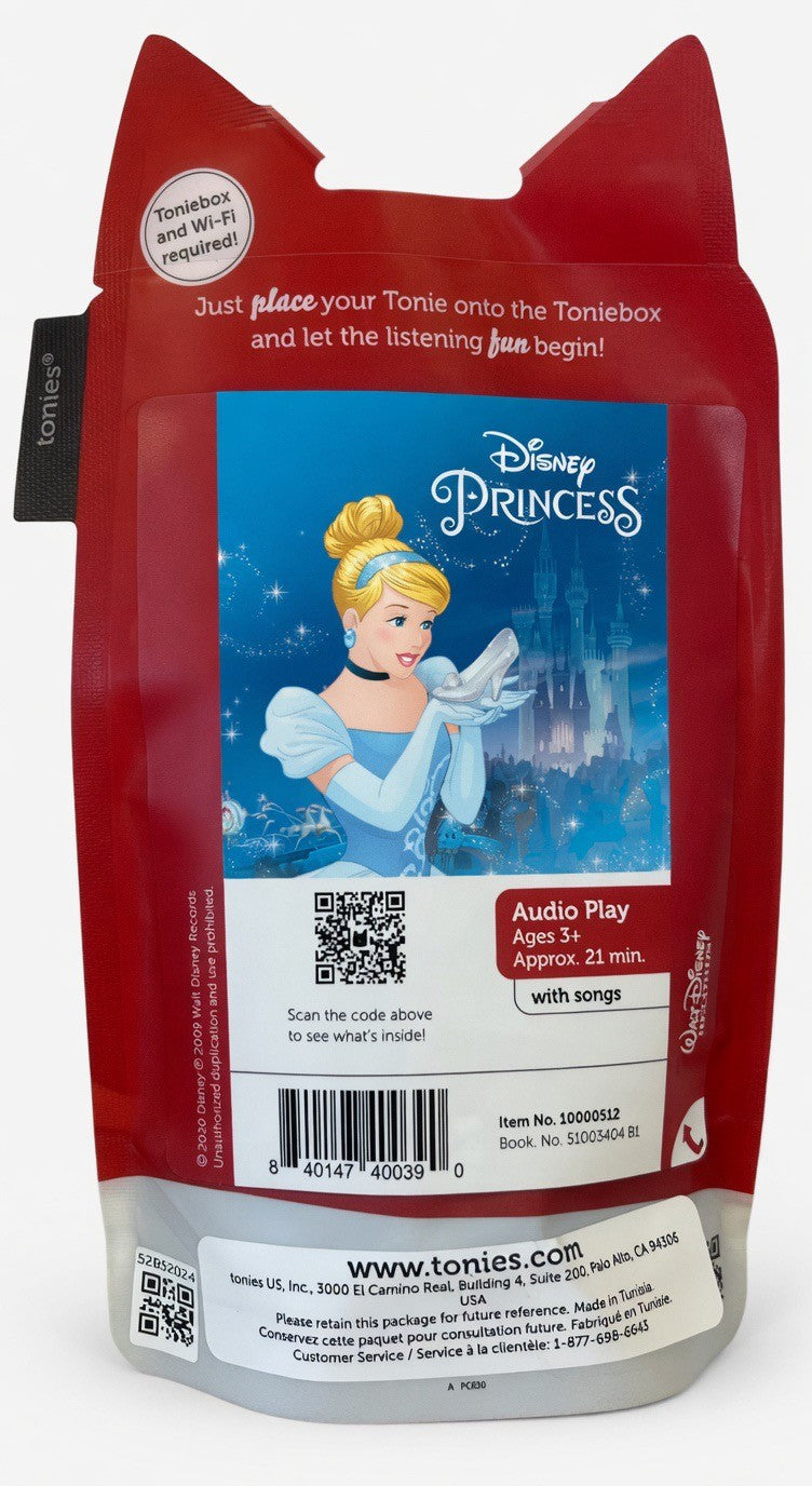 ImagineHaul Cinderella Tonie Figure for Toniebox, featuring Disney Princess Cinderella with her glass slipper, includes songs and stories.