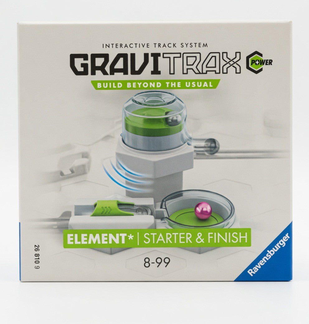 ImagineHaul GraviTrax C Power Element Starter & Finish set with motorized launcher and finish detector for marble runs, ages 8-99.