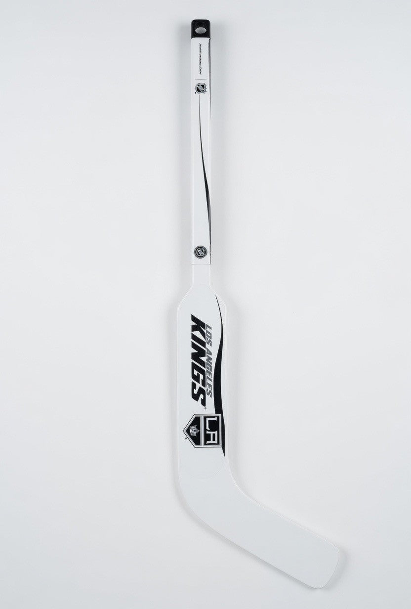 ImagineHaul Los Angeles Kings mini composite goalie stick in white with black branding, perfect for display or play.