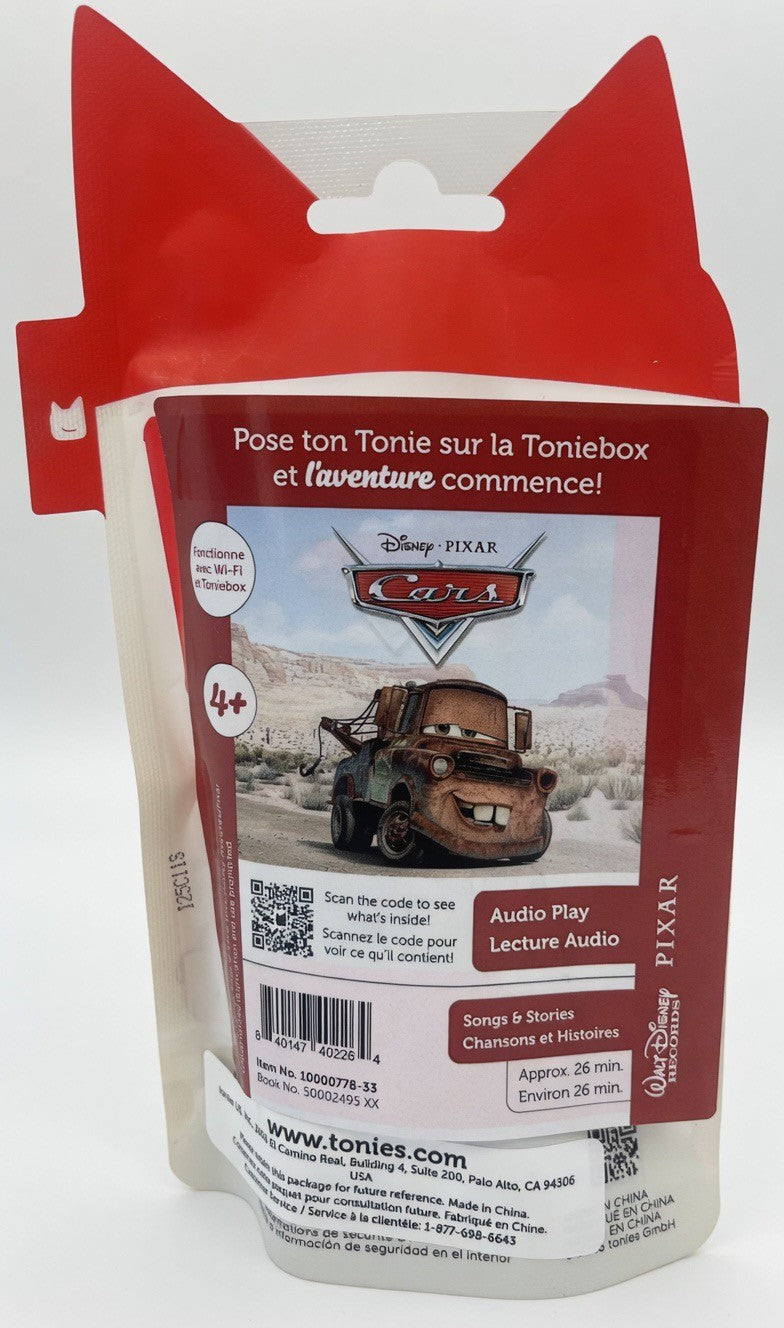 ImagineHaul Mater Tonie Figure for Toniebox, featuring Disney Pixar Cars character Mater. Includes ~26 mins of bilingual audio content.