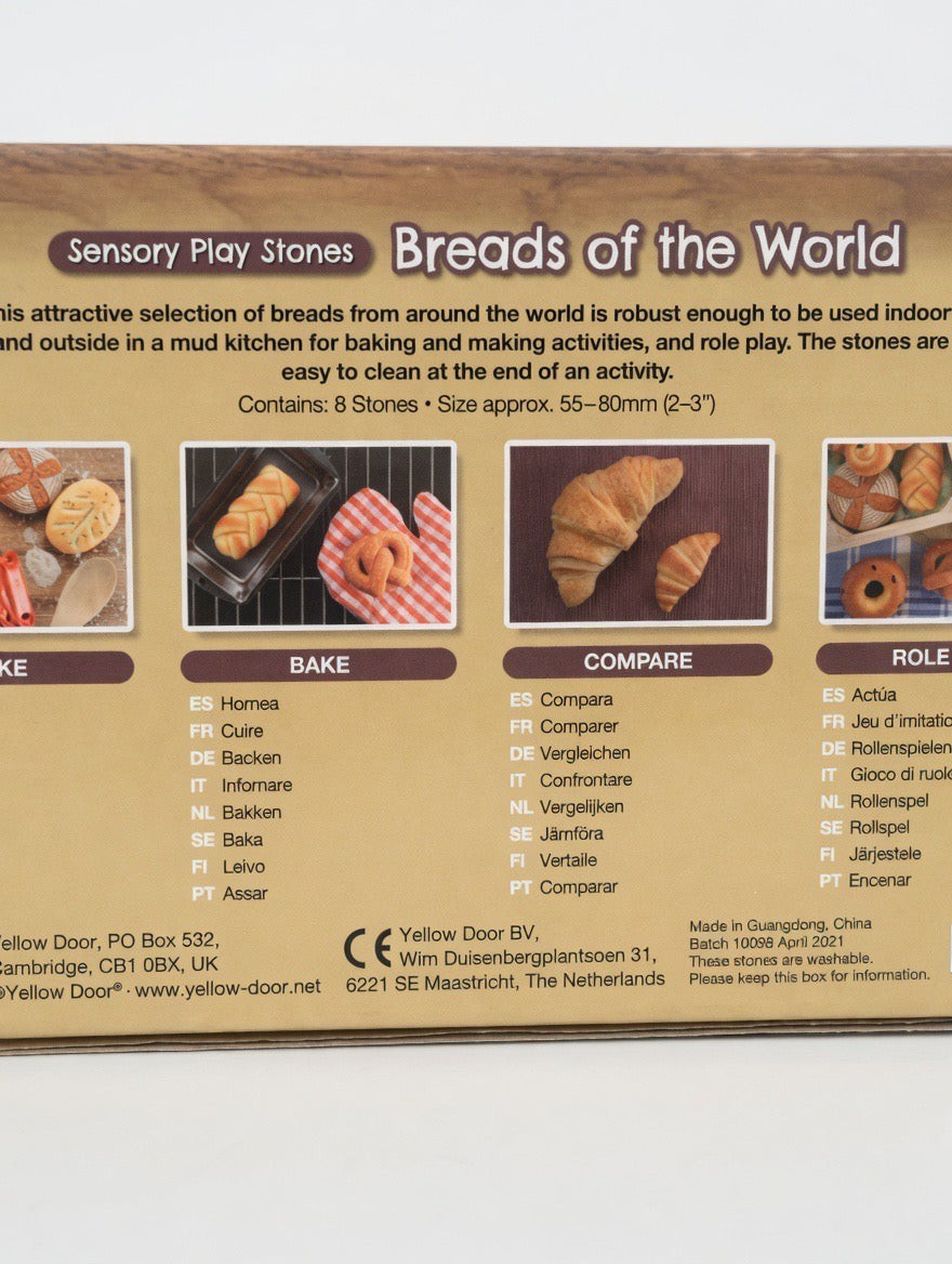 Yellow Door Breads of the World Sensory Play Stones – 8 Realistic Bread Sculptures | Montessori | Ages 2+