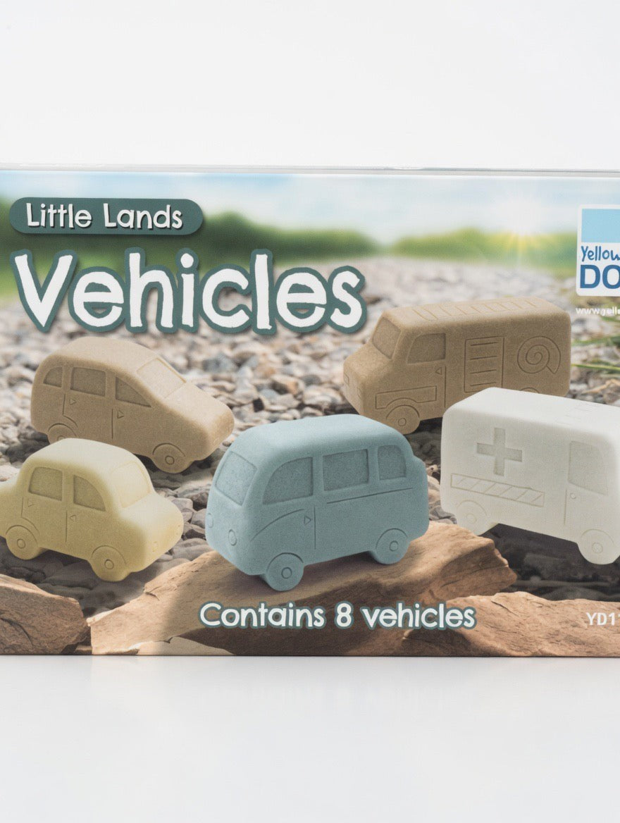 Yellow Door Little Lands Vehicles Sensory Play Stones – 8 Vehicle Sculptures | Montessori | Ages 2+
