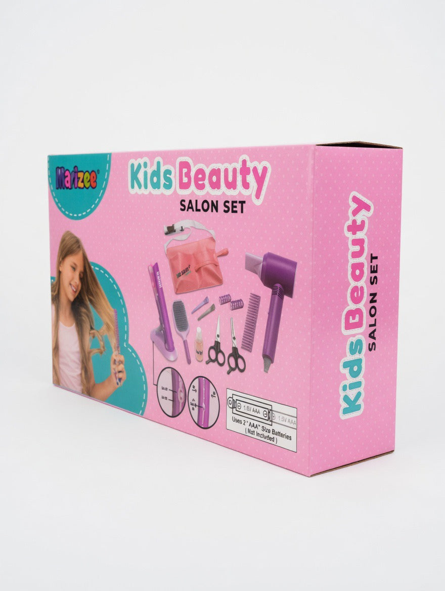 Madzee Kids Beauty Salon Set – Pretend Play Hair Styling Kit for Girls | Light & Sound | Ages 3+