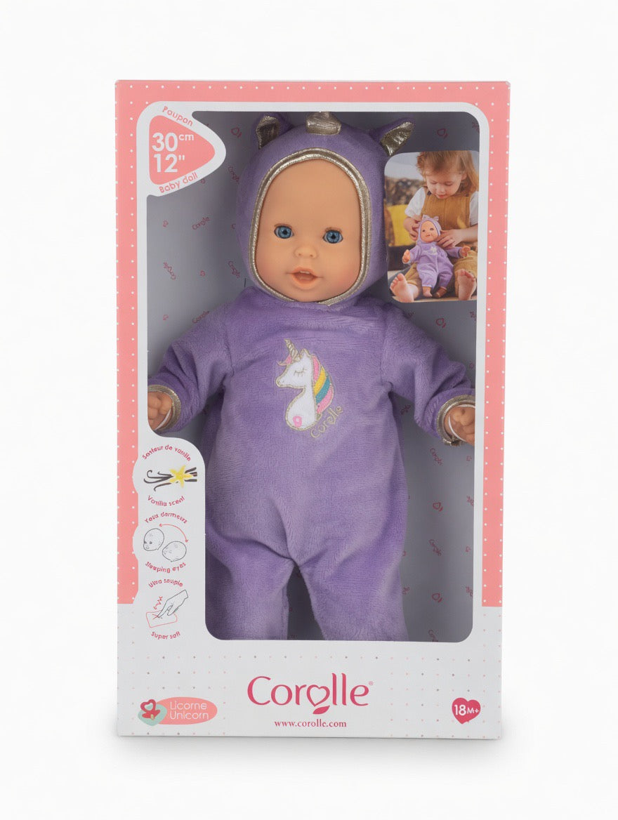 Corolle Bébé Calin Unicorn Baby Doll – 12" Soft Body | Sleeping Eyes | Vanilla Scent | Ages 18M+