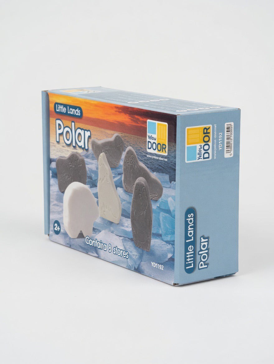 Yellow Door Little Lands Polar Sensory Stones – 8 Arctic Animal Sculptures | Montessori | Ages 2+