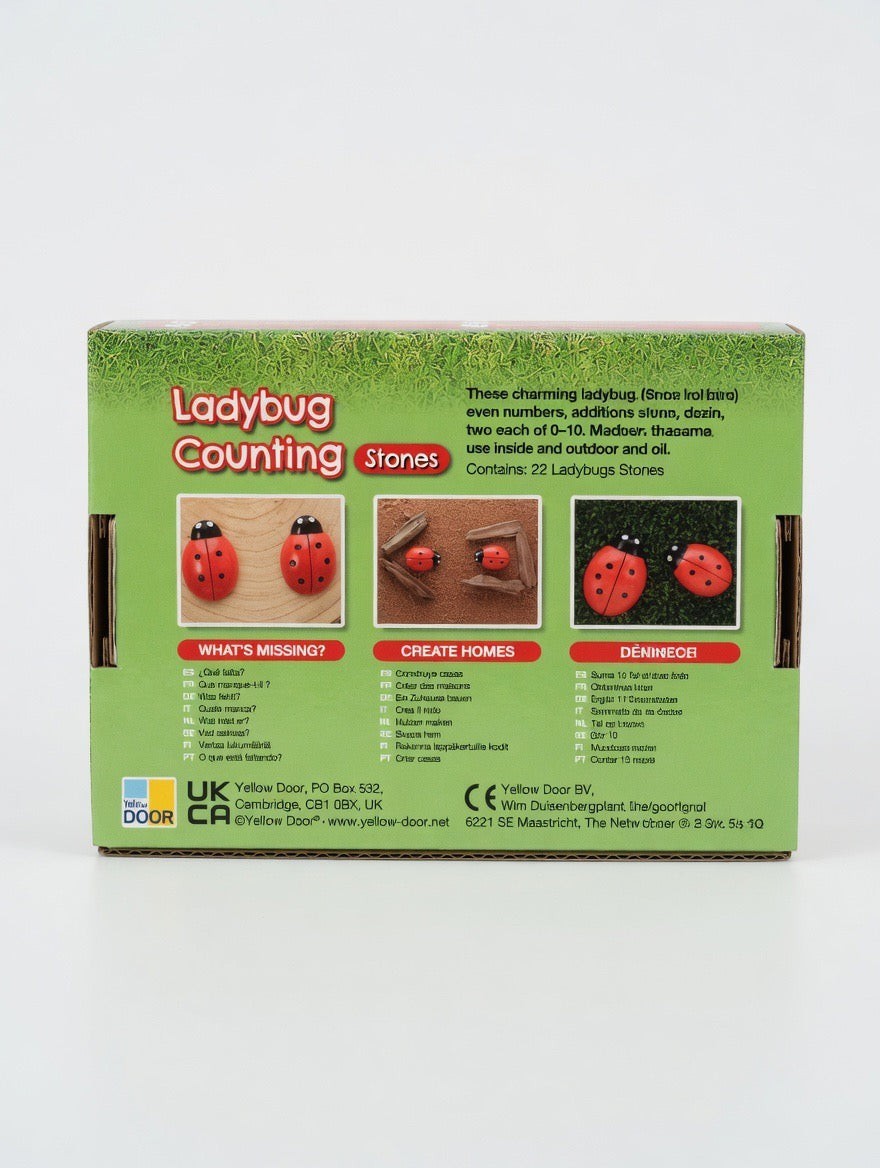 Yellow Door Ladybug Counting Stones – 22 Sensory Math Stones | Odd & Even | Montessori | Ages 2+