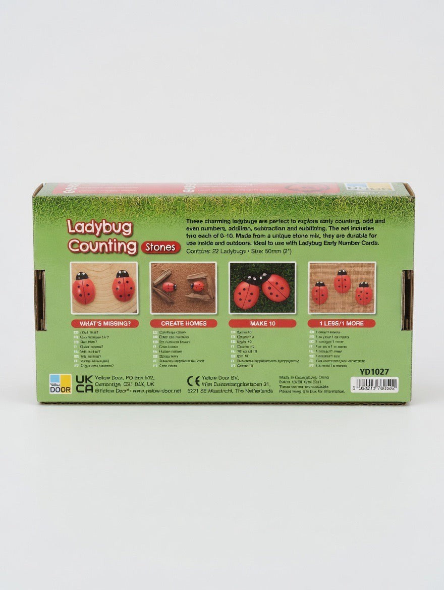 Yellow Door Ladybug Counting Stones – 22 Sensory Math Stones | Odd & Even | Montessori | Ages 2+