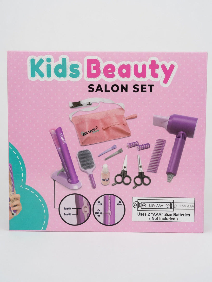 Madzee Kids Beauty Salon Set – Pretend Play Hair Styling Kit for Girls | Light & Sound | Ages 3+
