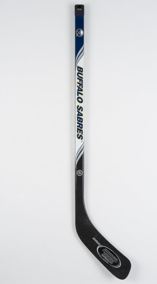 ImagineHaul Buffalo Sabres NHL mini hockey stick with navy, white, and silver accents. Composite construction.
