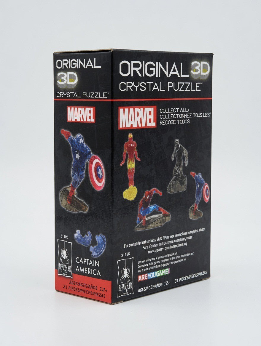 ImagineHaul Marvel Captain America 3D Crystal Puzzle, 31 interlocking translucent pieces, collectible display piece.