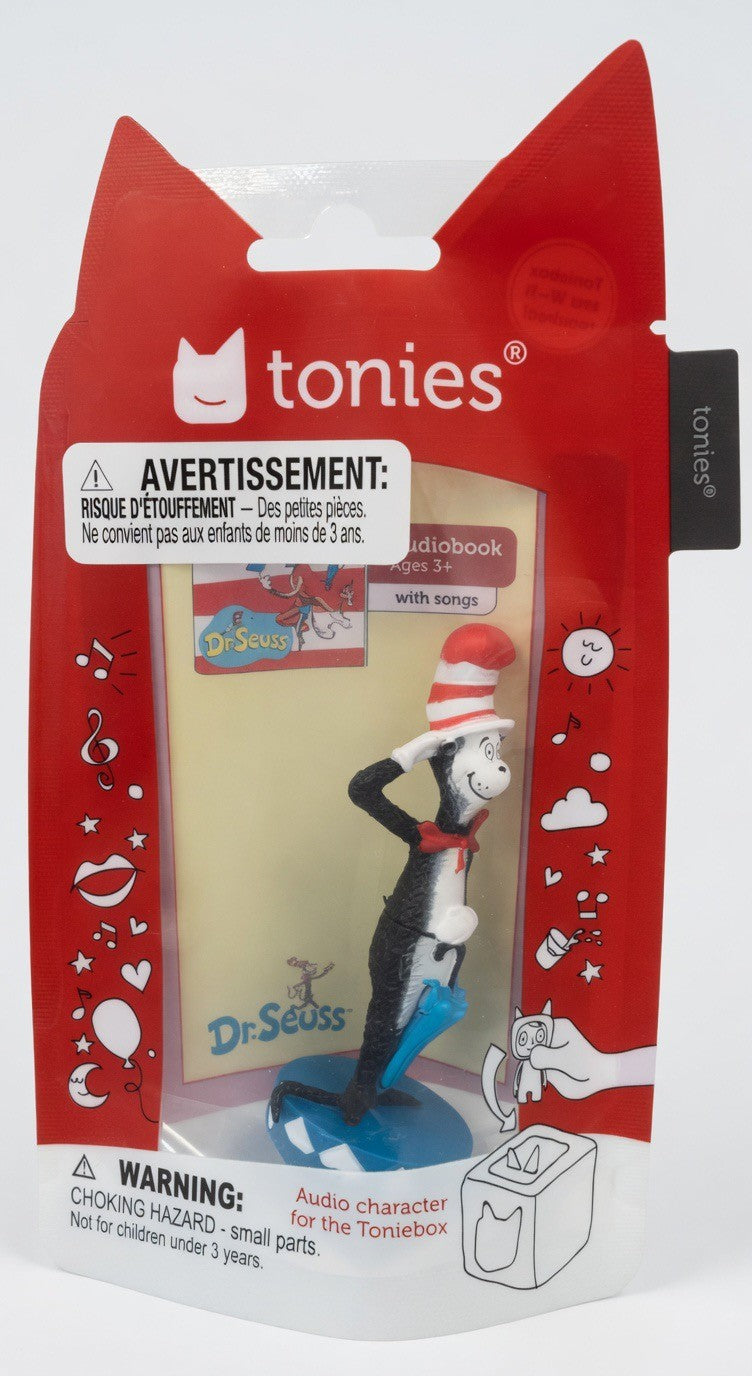ImagineHaul Dr. Seuss Cat in the Hat Tonie figure for Toniebox, black and white with red and white striped hat and bow tie.