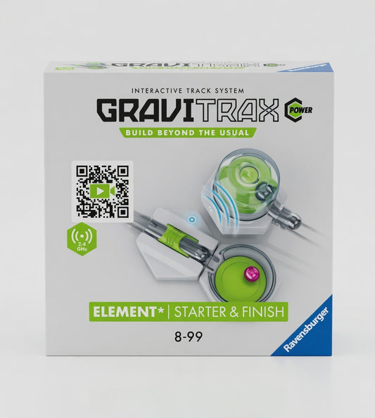 ImagineHaul GraviTrax C Power Element Starter & Finish box with green and white accents, showing the interactive track system.