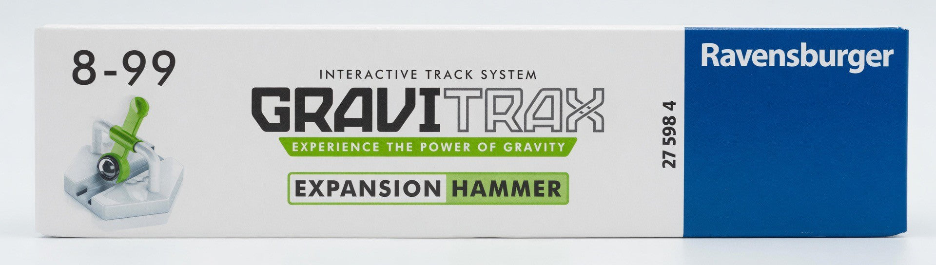 Ravensburger GraviTrax Expansion Hammer marble run add-on with green hammer action module and marbles, ages 8-99.