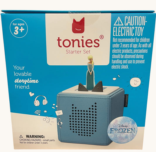 ImagineHaul Toniebox 2 Elsa Frozen Starter Set, a sky blue screen-free audio player for kids 3+ with Elsa figure.