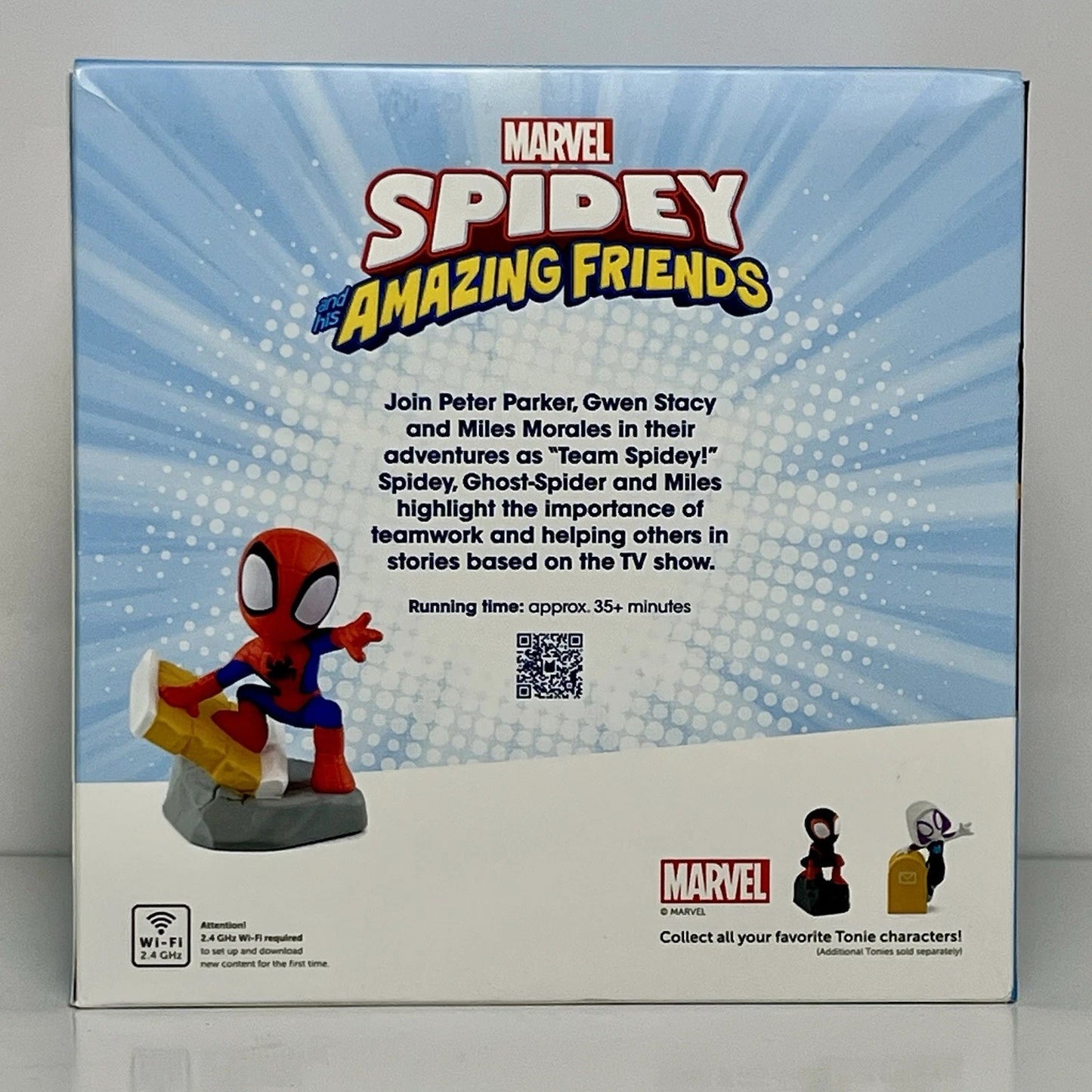 ImagineHaul Toniebox Starter Set with Marvel Spidey & His Amazing Friends audio player and Spidey figure. For ages 3+.