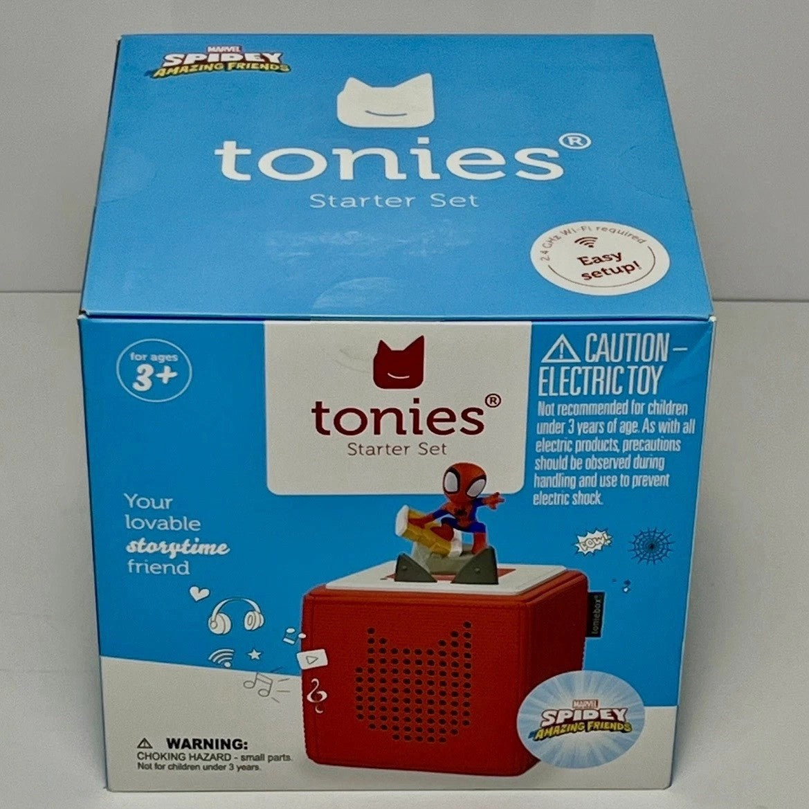 ImagineHaul Tonies Starter Set with Spidey & His Amazing Friends audio player and figure. Red cube player for ages 3+.
