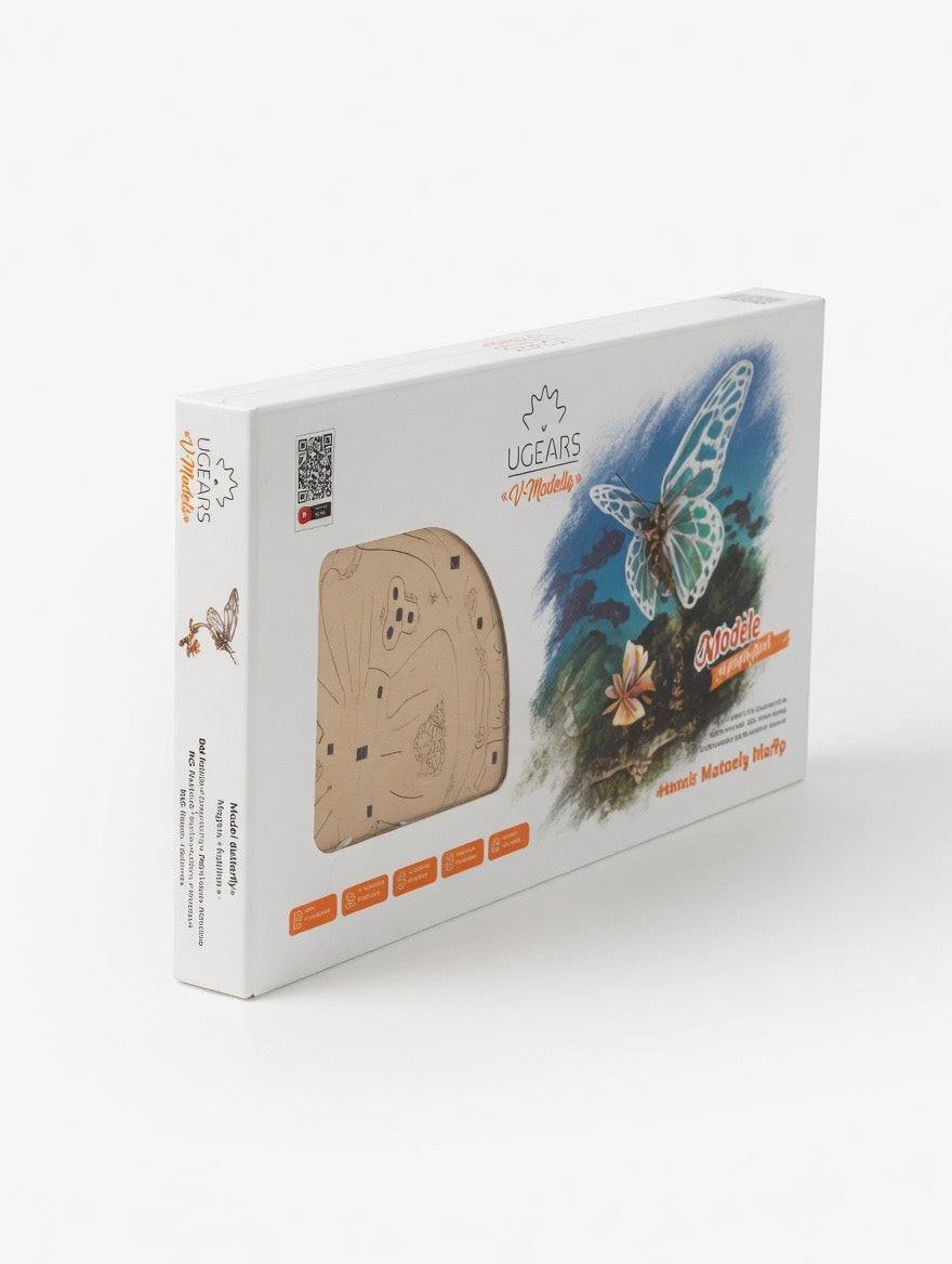 ImagineHaul UGEARS Butterfly mechanical wooden model kit, 168 birch plywood pieces, no glue needed, advanced 3D puzzle.